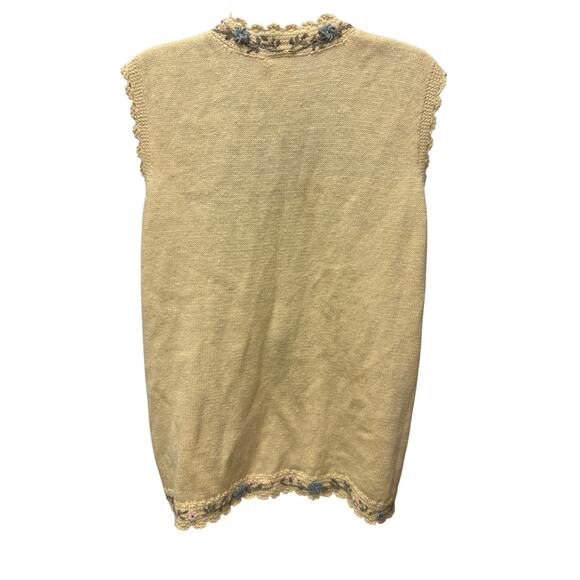 VTG Koret Francisca Sweater Vest Womens M/L Open Knit Button Front Sleeveless - Picture 4 of 5